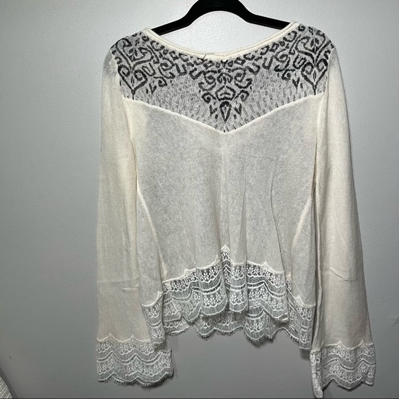 Free people angora wool blend sweater with lace trim - Picture 9 of 14